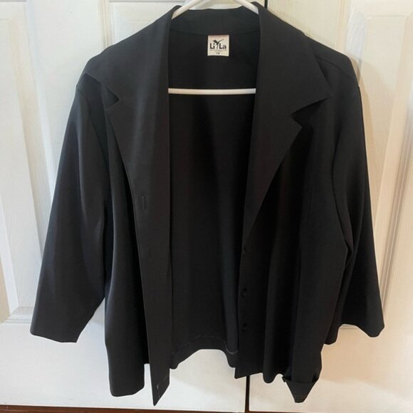 Vintage Cropped Black Blazer Plus Size 18 - Picture 1 of 6